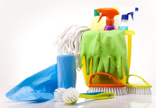 Cleaning team in action